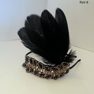 Great Gatsby Haarband Schwarz und Gold Vintage 1920er Jahre Flapper Haarschmuck Gatsby Haarband Kristallperlen. Haarreif mit Glitzer 1920er-40er Jahre