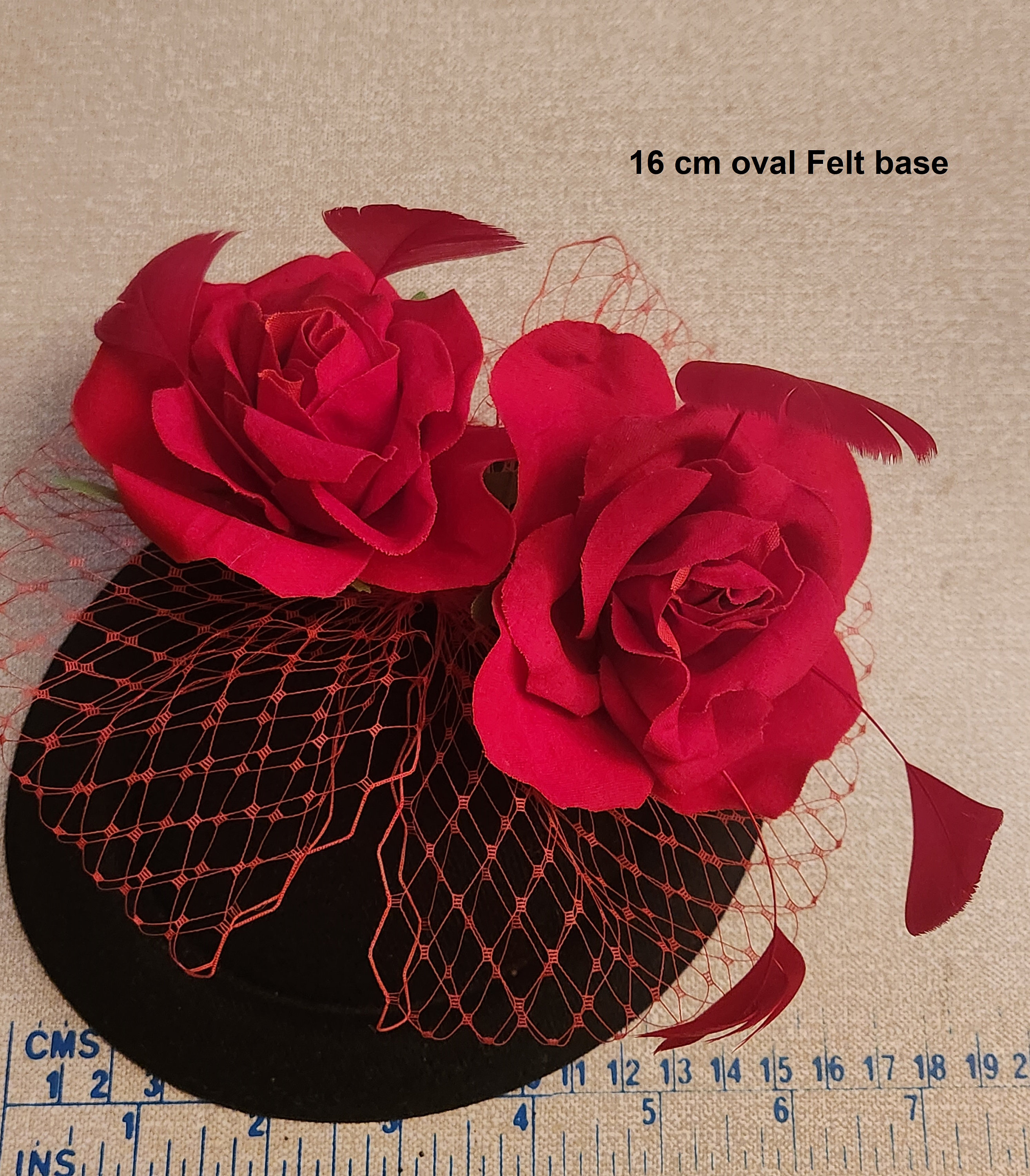 Black and Rose Felt Fascinator Black Pillbox Fascinator: Red Rose & Netting Derby Hat - Etsy main image 3