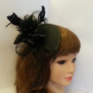 Fascinator hat, Vintage 1940s-50s  Black or Ivory Tear drop hat, flower fascinator, Ascot  hat Fascinator, Cocktail  HAT , ladies hat