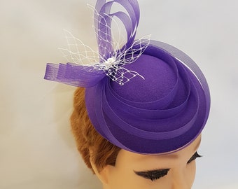 Purple Fascinator Hat: Race Wedding,Coctailparty Headpiece