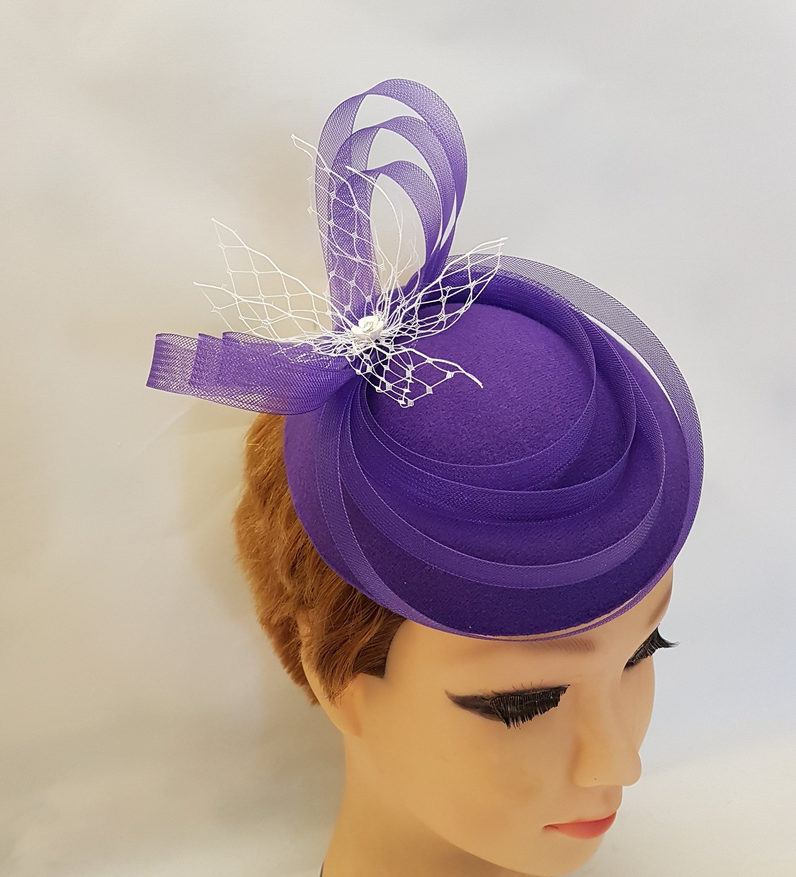 Beautiful Purple Ribbon Sculpted Fascinator Brunch Races Tea Chirch Races NWT SLYNSHome Tea Party Hats for Women,Fascinator Hat for  main image 2