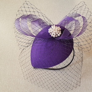 LILA Hut Fascinator # Lila Hut Schleier & Schleife Fascinator