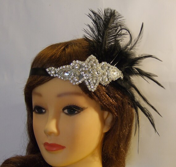 1920s Flapper Headpiece Gatsby Headband Crystal Beaded Great