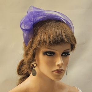 PURPLE Crinoline knot Headband Fascinator Headpiece,Statement Headwear for Race,Party. Wedding guest hairpiece. Red,Green,Pink,Blue headband