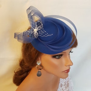 Royal Blue Fascinator Hat: Handmade Ascot Wedding Headpiece