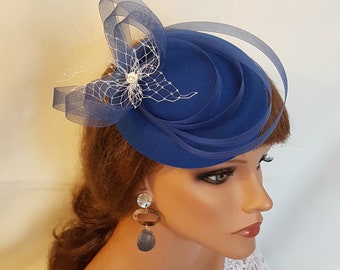 Royal blue Hat fascinator, Race Hat, ROYAL BLUE  fascinator Race Cocktail hat,  Ascot Hat, Cocktail hat, wedding headpiece
