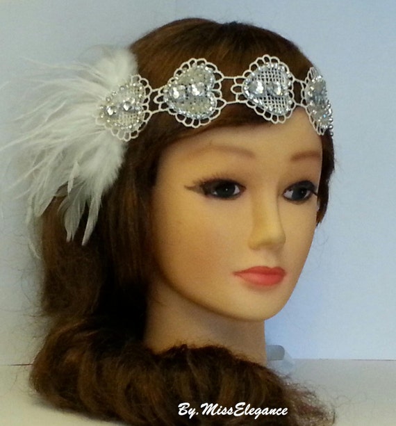 1920s Flapper Headpiece, Bridal Gatsby Headband Crystal  display picture 3