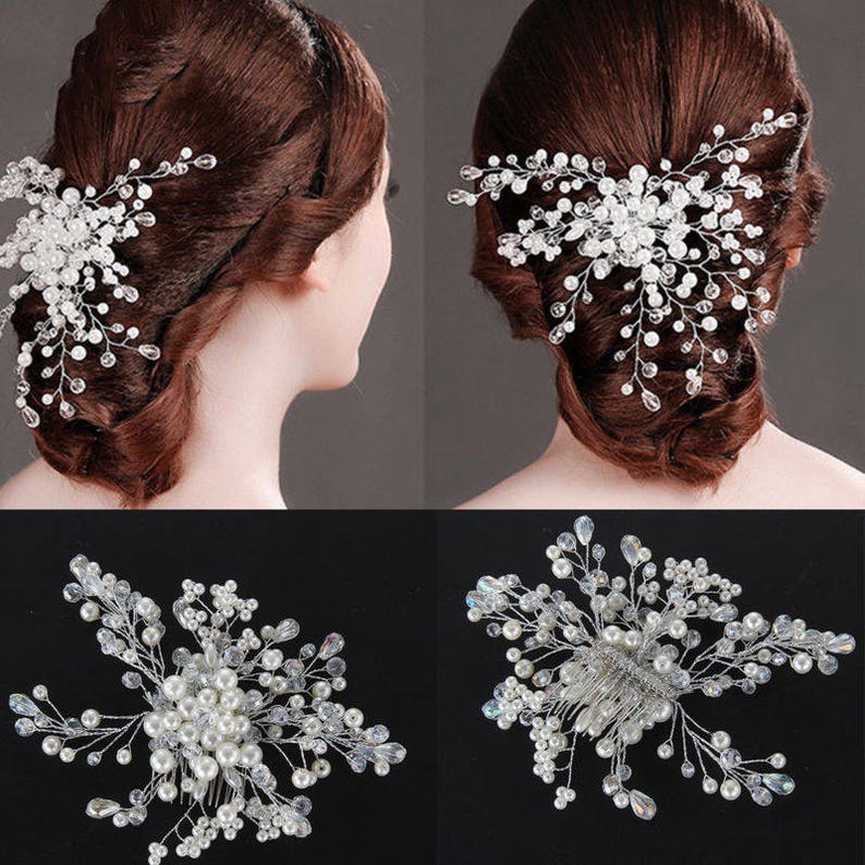Bridesmaides Bridal comb Prom Hair Comb fascinator wedding hair comb,Party Crystal Jewel Diamante Crystal /& pearl hair vine bridal comb
