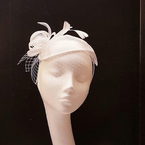 Bridal birdcage veil & hat Vintage inspired Teardrop hat fascinator BRIDAL FASCINATOR White Ivory wedding hat Fascinator mini birdcage veil