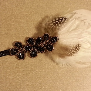 Great Gatsby  Headband Flapper Dress Fascinator Headpiece 1920 Headband Gold tone Sparkly Feather Flapper Hairband, Feather fascinator