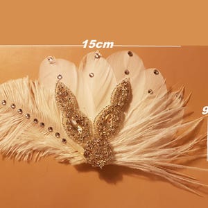 TOCADO DE PLUMAS DE NOVIA. Fascinador de plumas Gatsby de la década de 1920, tocado de plumas, pieza de pelo de plumas brillantes, accesorio para el cabello de boda, fascinador imagen 2