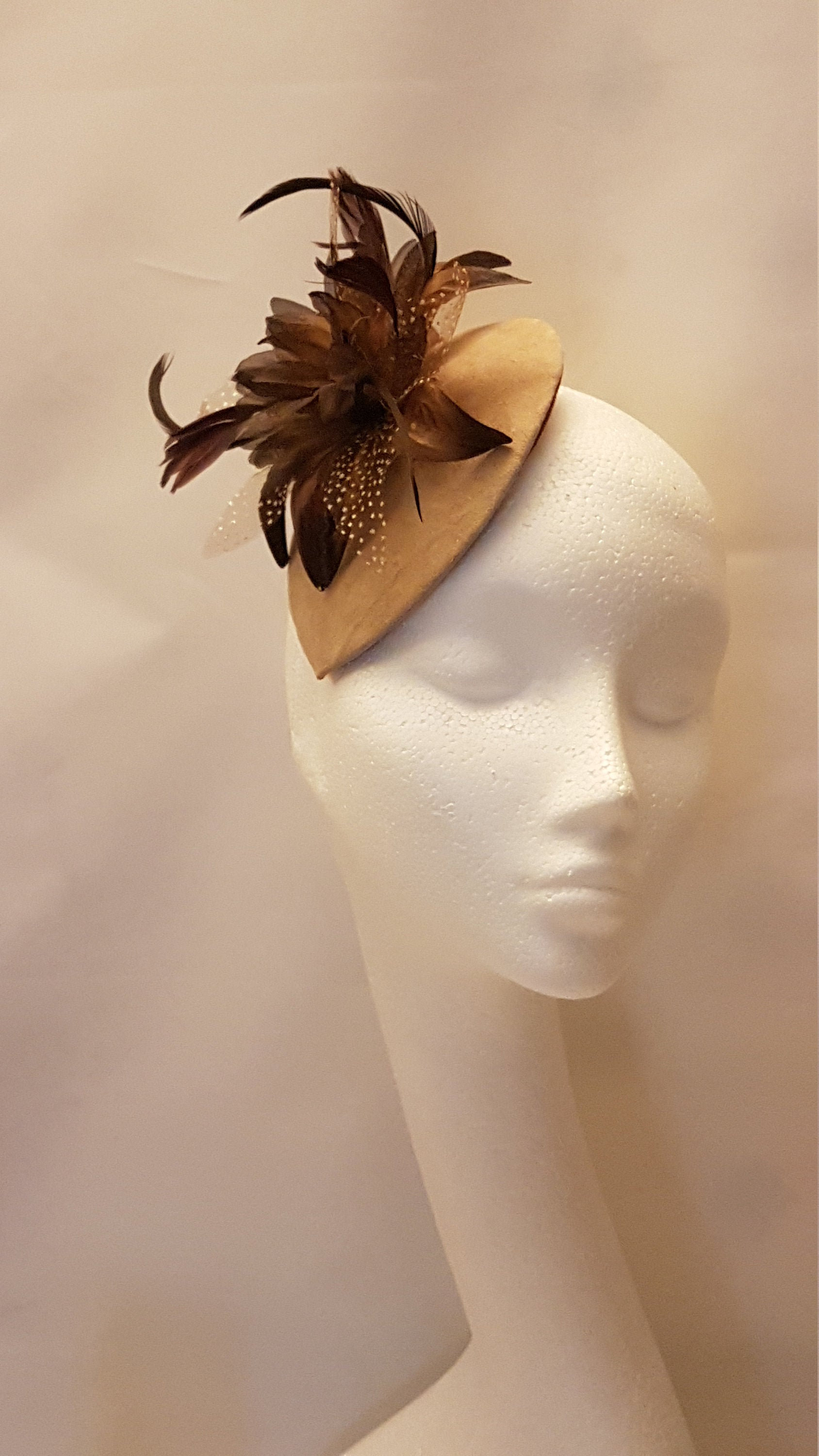Stylish Gold/Tan Feather Fascinator Gold and Beige Fascinator - Etsy main image 4