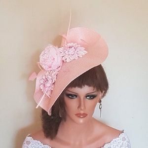 Pink fascinator Hatinator for Women Wedding hat Large saucer Church Derby Ascot Race TeaParty hat Mother of Bride/Groom hats and fascinator