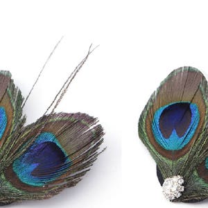 Bridal hair clip,Peacock feather fascinator, blue &green hair clip, Bridesmaid Hair Piece Bridal Feather Fascinator,Wedding Hair Accessories 2 Pcs