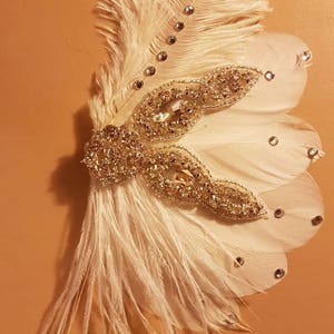 BRUIDS VEER FASCINATOR. Jaren 1920 Gatsby Feather Fascinator, Feather Hoofddeksel, Sparkly Feather Haarstuk, Bruiloft Haartoebehoren, Fascinator afbeelding 3