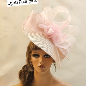 PINK fascinator large saucer hatinator Feather Floral Church Derby Royal Ascot Hat Race Wedding Party hat Mother of Bride/Groom Hatinator