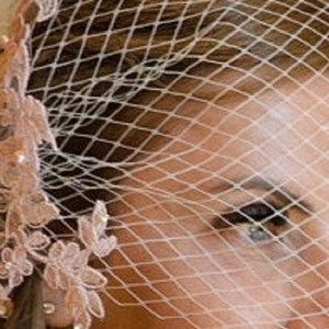 Birdcage veil White,Ivory, BLUSH PINK bridal bird cage veil Bridal Lace wedding fascinator Diamonte Pearl Blusher veil,Bridal BIRDCAGE veil