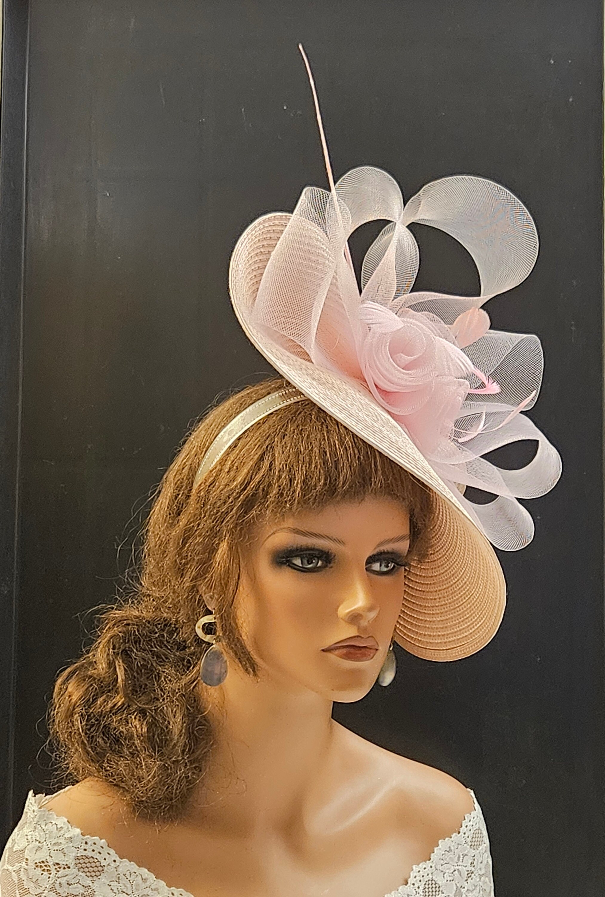 Pink and Cream Feathered Hat il_fullxfull.6177837796_6wem.jpg main image 4