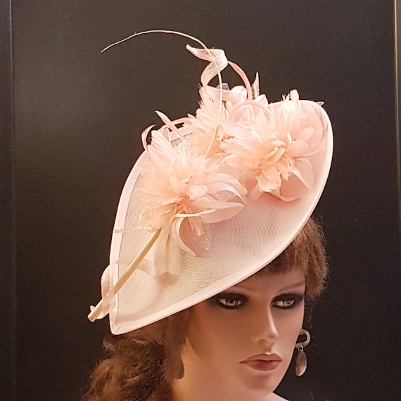 White & Pink Floral Feather Fascinator: Derby Wedding Ascot  display picture 1