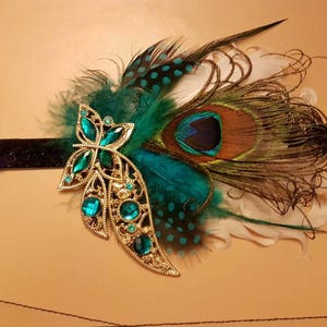 Gatsby Haarband, Pfauenfeder Haarband #1920s Flapper Headpiece Hochzeit Fascinator, 1920s Boho Haarband