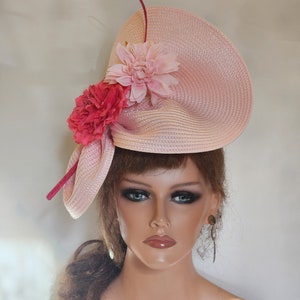 PINK FASCINATOR #Pink Fuchsia Hatinator Pink floral quil Kentucky derby Ascot fascinator Wedding Mother of bride hat Church Hat fascinator