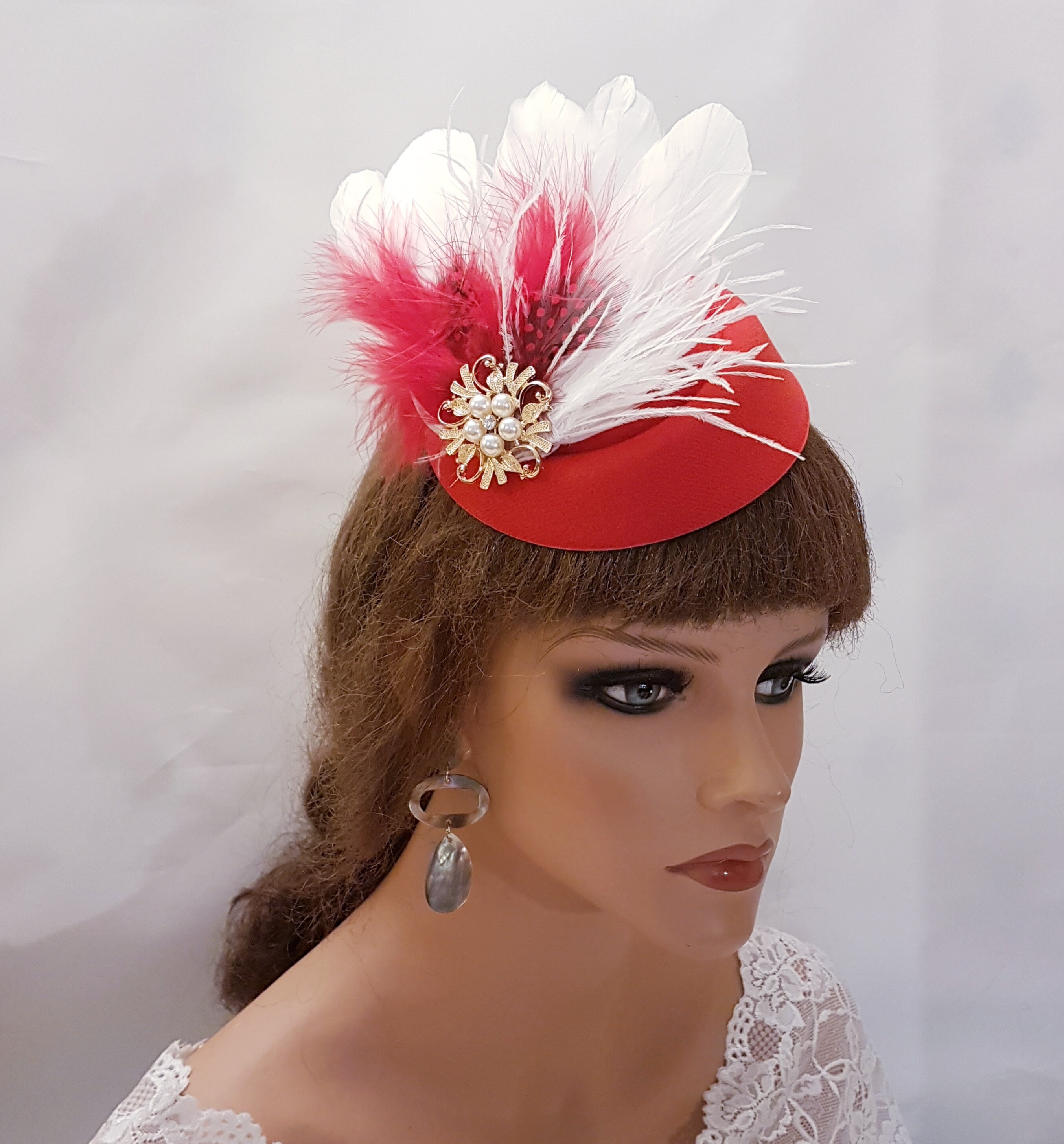 Red Feather Fascinator Hat: Royal Ascot, Wedding, Races - Etsy display picture 3