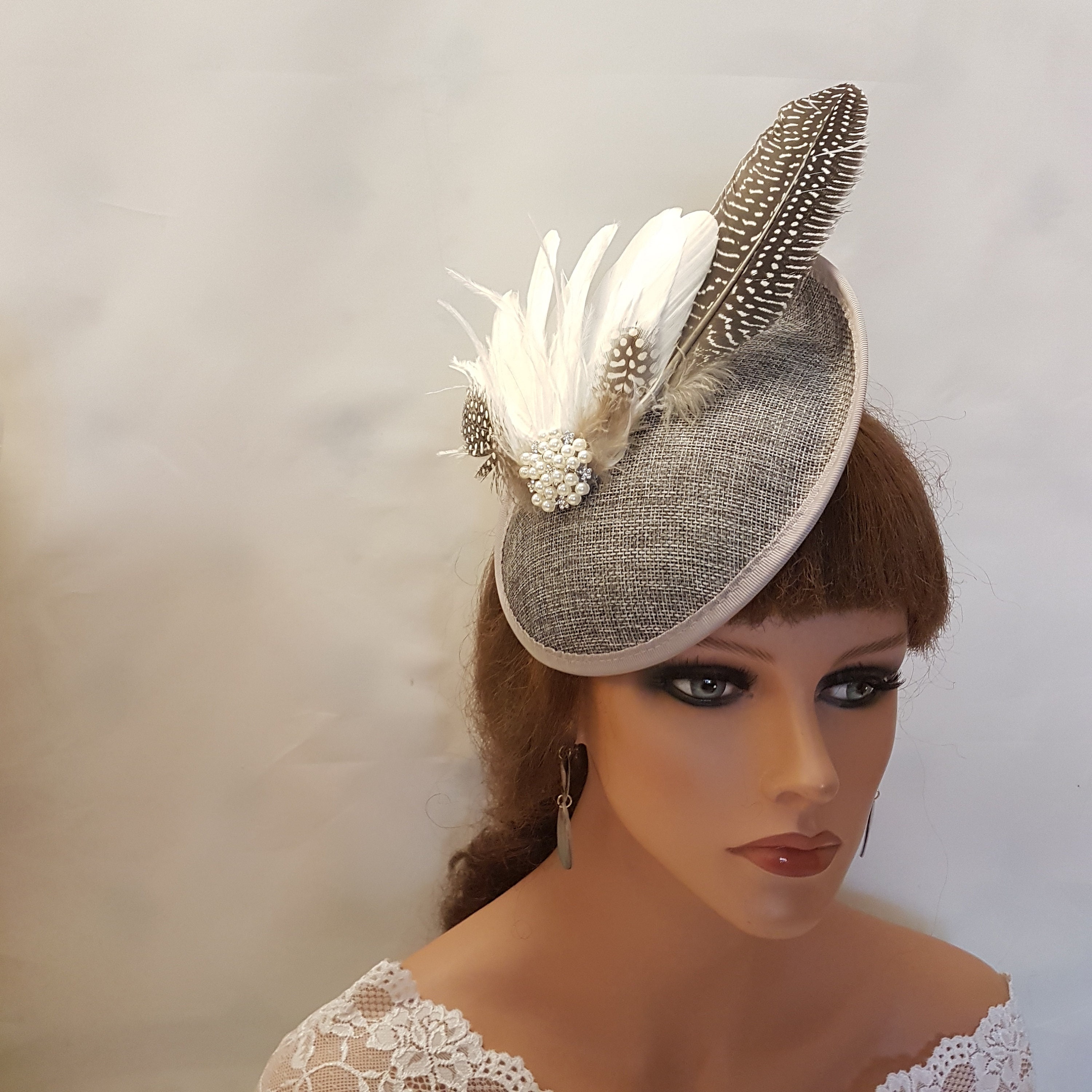 9369 Fascinator Hat Headpiece For Women Vintage Wedding Mesh Feather Hair dressfan Fascinator Hat Headpiece Womens Girls Vintage  main image 2
