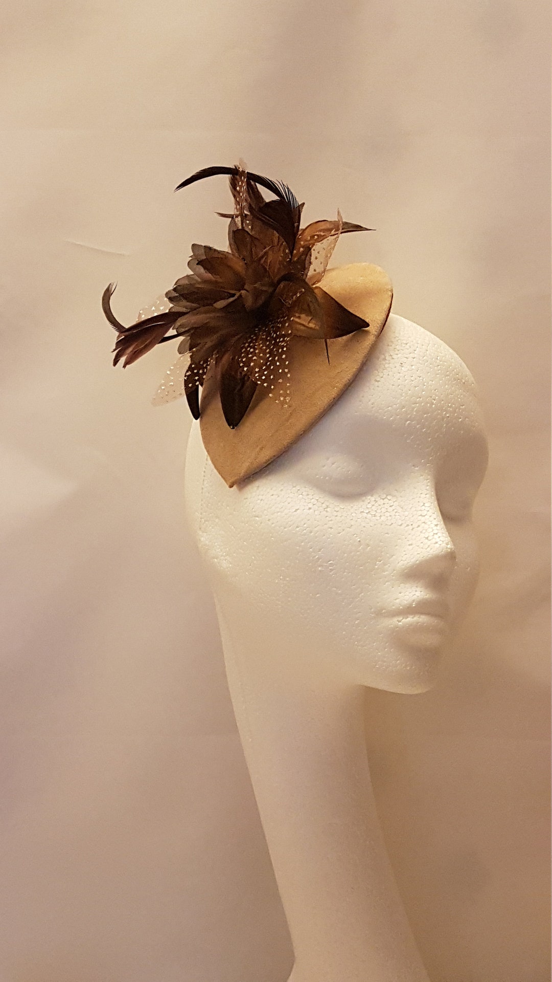 Fascinator Brown Hat Fascinator #SUEDE Brown or Nude Hat  display picture 1