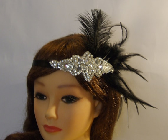 1920s Flapper Headpiece Gatsby Headband Crystal Beaded Great  display picture 1