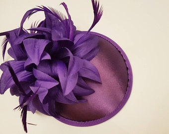 Purple Fascinator Hat. Wedding,Ladies day hat,Royal Ascot hat, Wedding,Cocktail hat, Women Wedding Headband Hat,Ladies cocktail hat
