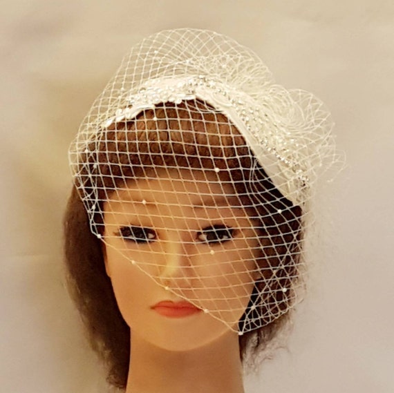 Birdcage Veil White Ivory Bridal Birdcage Veilbridal Lace Etsy