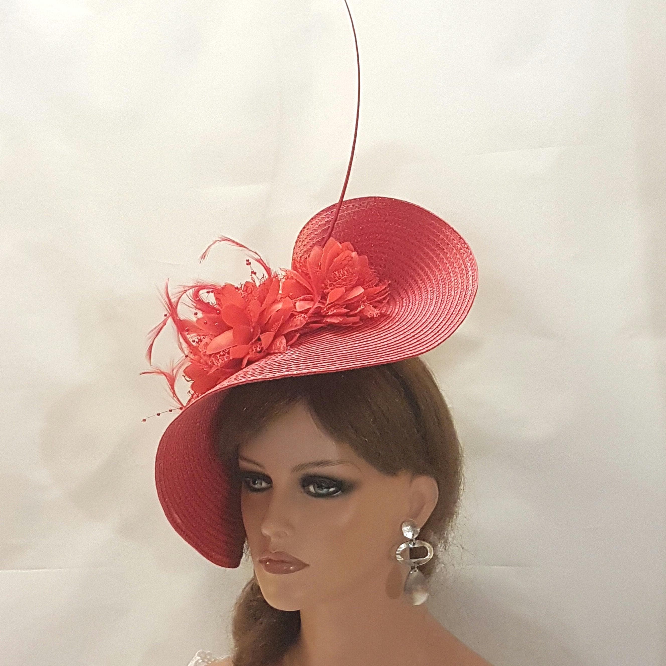 Chic Scarlet Fascinator Hat ROSE WOMENS FASCINATOR - Red - Gold Coast Couture main image 2