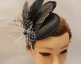 ZWARTE VEER Hat fascinator, Race Hatinator Vintage Hat, Black Fascinator Hat, Cocktail hat Ascot Hat, Cocktail hat, Wedding zendspoel