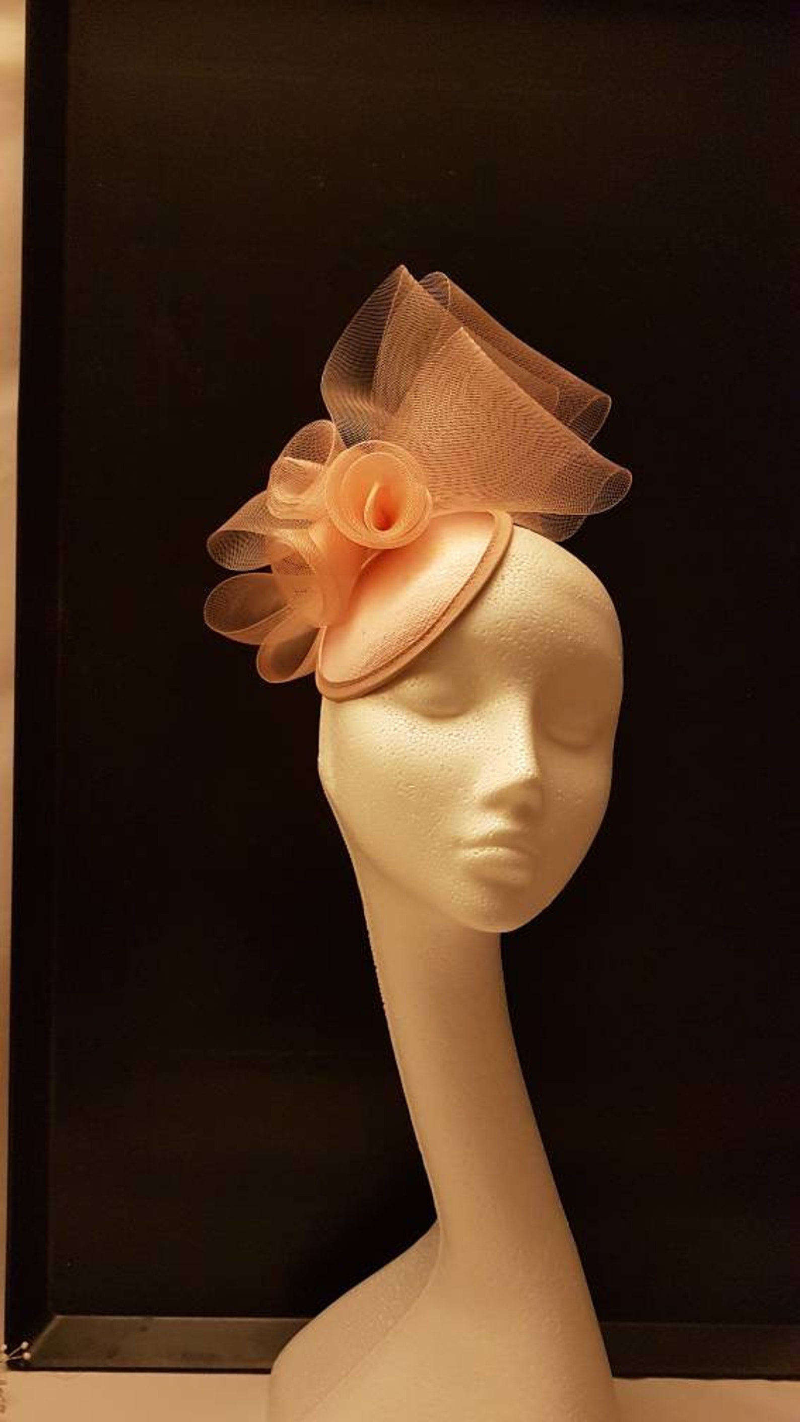 PEACH Fascinator Peach hat fascinator with Roses and bows Etsy