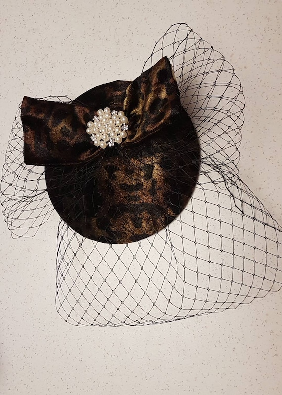 Lady Womens Dress Fascinator Velvet Hat Vintage 40s 50s Hat  display picture 2