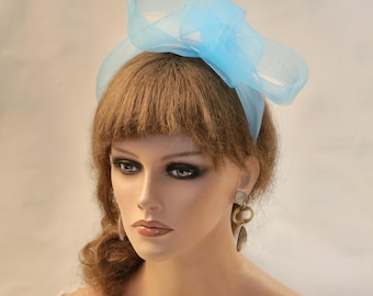 Blue Bow Headband Fascinator: Wedding, Ascot, Tea Party