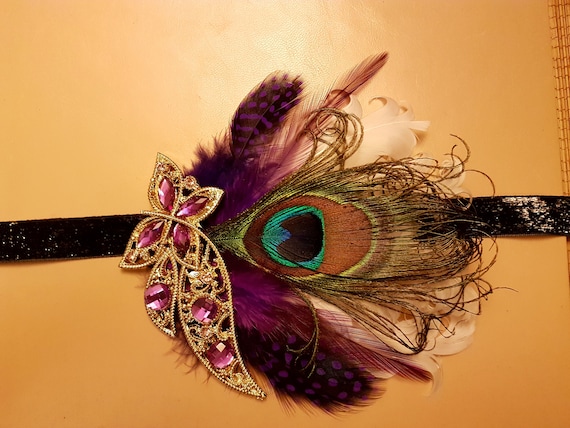 Gatsby Headband, Peacock Feather Headband #1920s Flapper  display picture 1