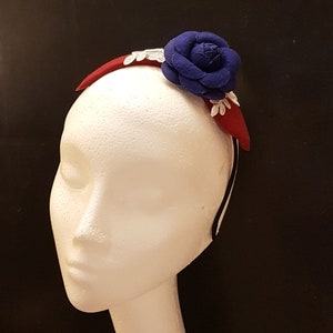 MAROON FASCINATOR, Modern Felt fascinator Headband Royal BLUE felt Rose  #Maroon l fascinator. Cocktail,Ladies day,Wedding flower Hairpiece