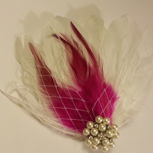 accessoire de coiffure mariage, pince à plume rose/rose vif, Bridal cheveux pièce parure plume, plume de morceau de cheveux, accessoires cheveux de mariage image 2