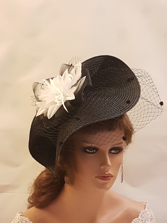 Black Feather Fascinator Hat: Wedding, Races, Halloween  display picture 3