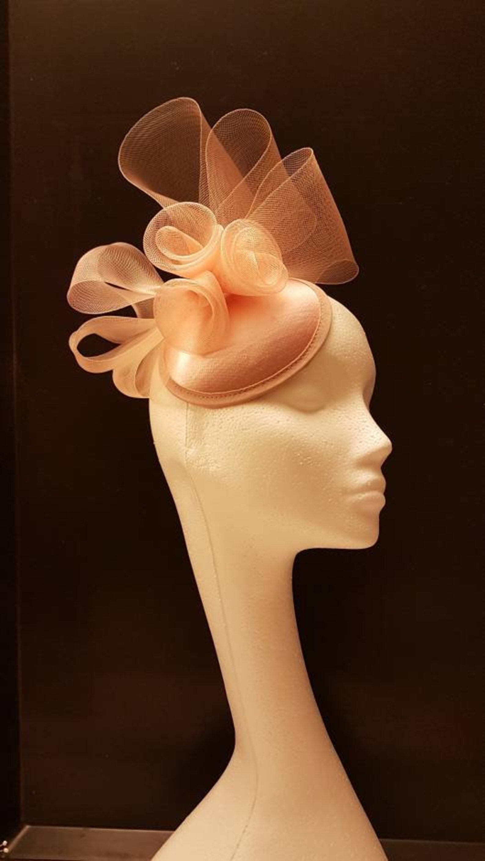 PEACH Fascinator Peach hat fascinator with Roses and bows Etsy