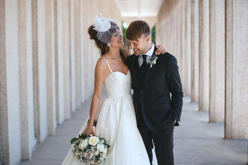 Bridal birdcage veil fascinator