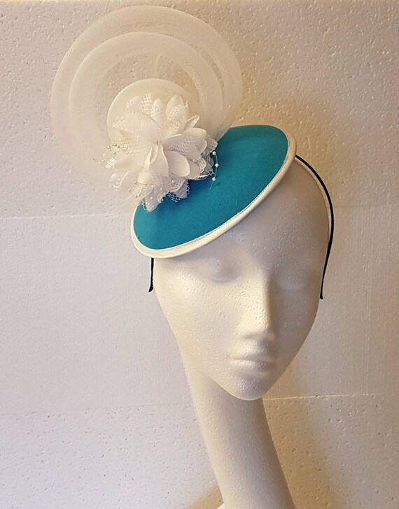 FASCINATOR 40s 50s Blue Hat Fascinator 