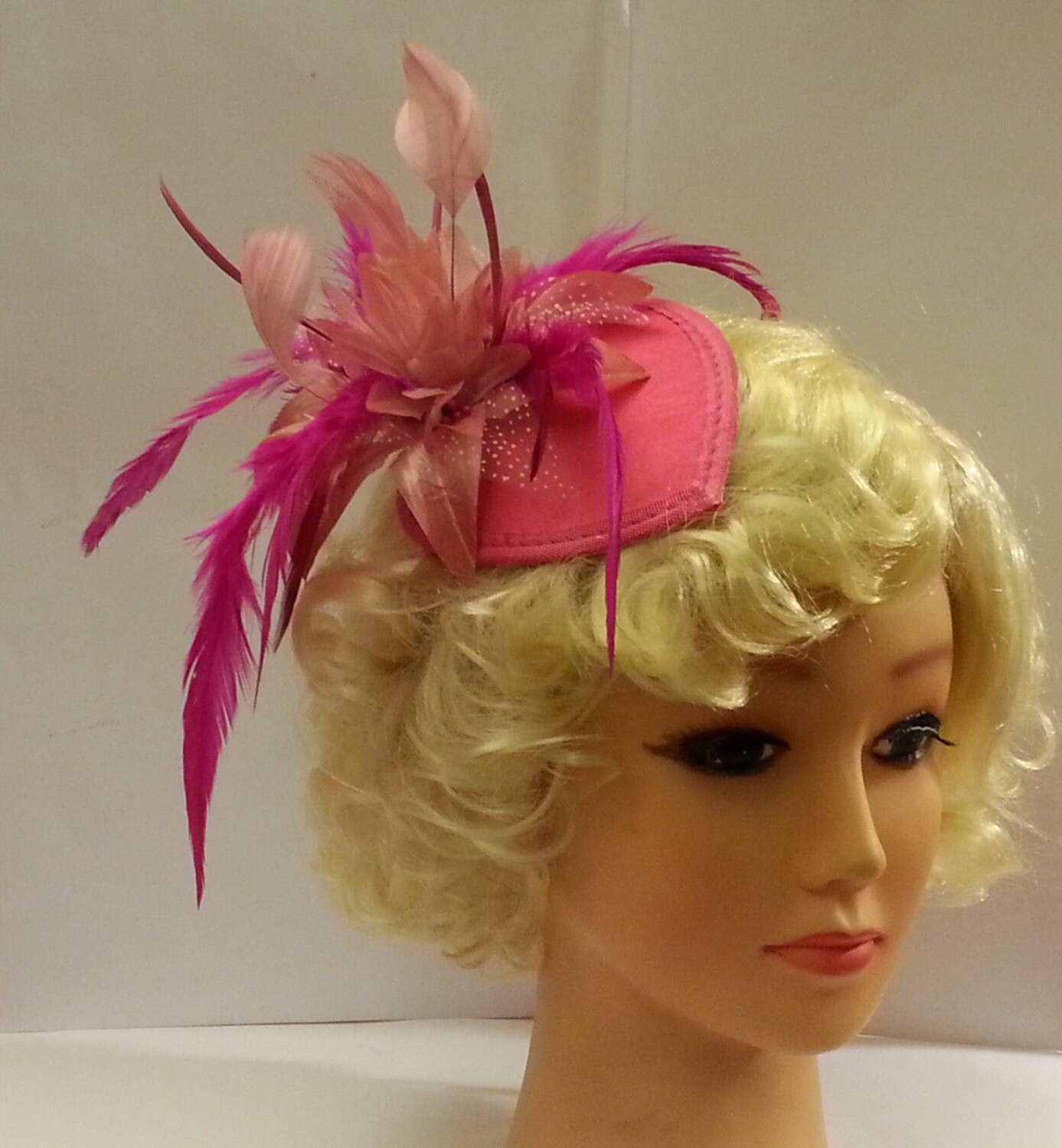 Vintage 1940s50s Fascinator HOT PINK Fascinator Teardrop Etsy