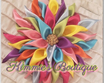 Pastel Rainbow/ Easter Brooch /Satin Flower Pin/Brooch/ Shoulder Pin/Flower Pin Brooch/Gift for First Lady/Formal Accessories/Kanzashi