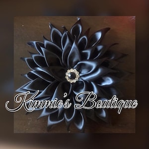 Solid Black Brooch/Shoulder Corsage/Satin Flower Pin/Brooch/ Shoulder Pin/Flower Pin Brooch/Gift for First Lady/Formal Accessories/
