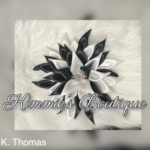 Black and white Corsage/Satin Flower Pin/Brooch/ Shoulder Pin/ Brooch/Gift for First Lady/Formal Accessories/Kanzashi