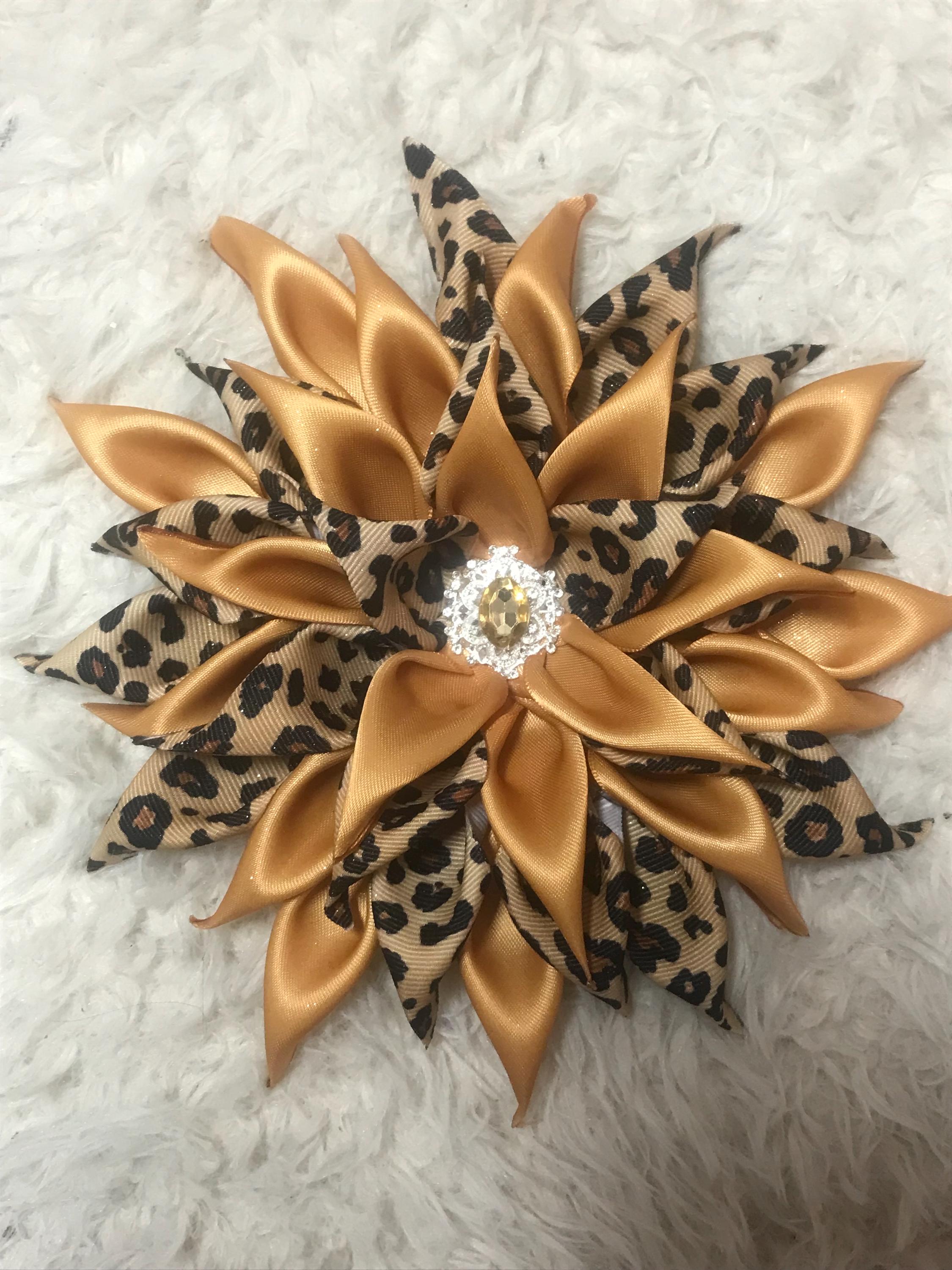 Cheetah & Any Color Shoulder Corsage/satin Flower Pin/brooch
