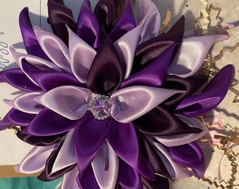Three shades of purple Corsage/Satin Flower Pin/Brooch/ Shoulder Pin/Flower Pin Brooch/Gift for First Lady/Formal Accessories/Kanzashi