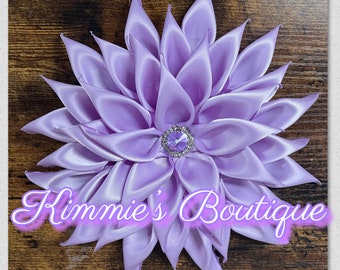 Lavender  Kanzashi Satin Flower Brooch - Ribbon Flower Brooch - Dress Corsage - Purple Brooch Pin